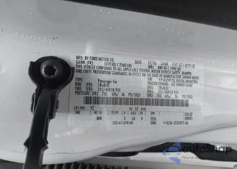 2016 Ford Focus St from USA, damaged, VIN 1FADP3L92GL404750